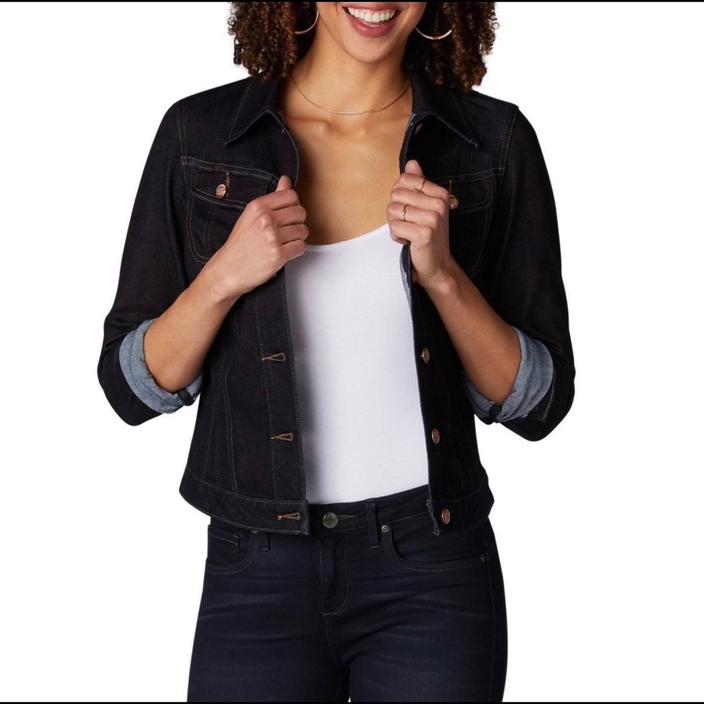 NWT Women’s Size Small Lee Riders Shape Illusions Denim Jacket In Black